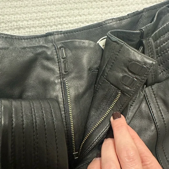 Vince Black High Waist Leather Shorts